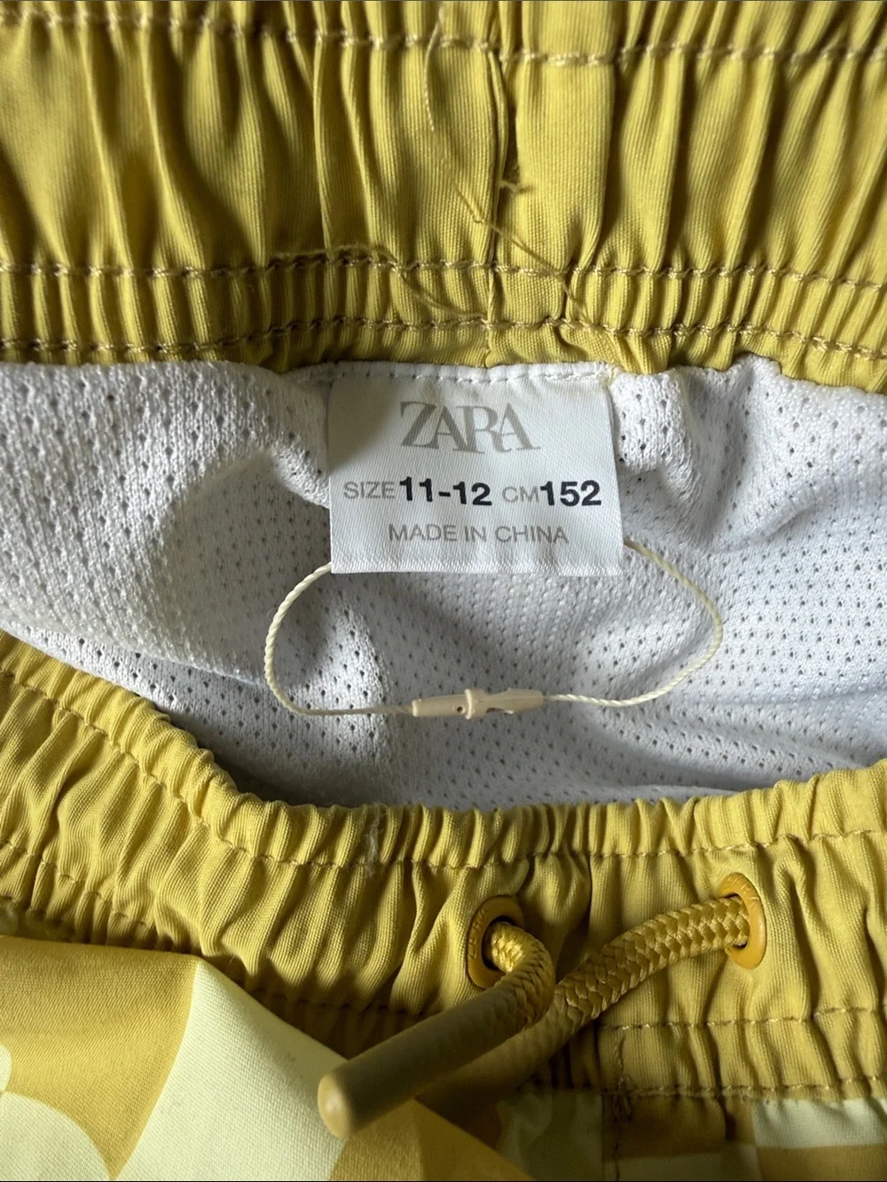 Zara Yellow Checkered Swim Trunks
